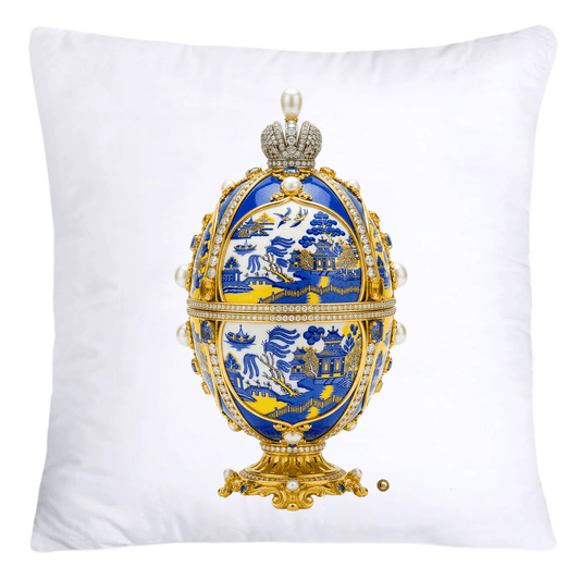 Blue and Yellow Willow Egg Pillow Covers 18x18-4478
