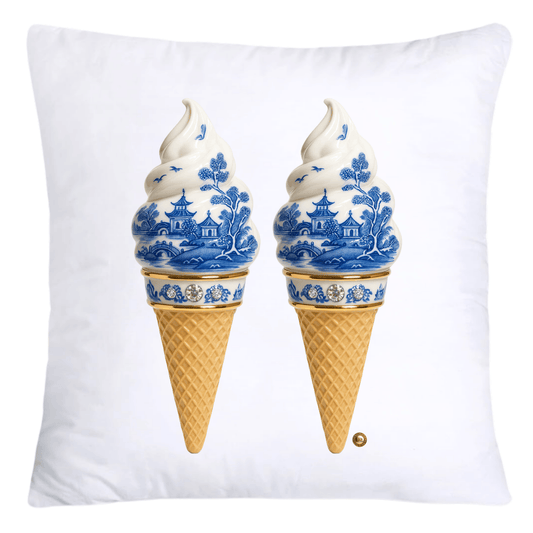 Blue Willow Chinoiserie Ice Cream Throw Pillow Covers-5937