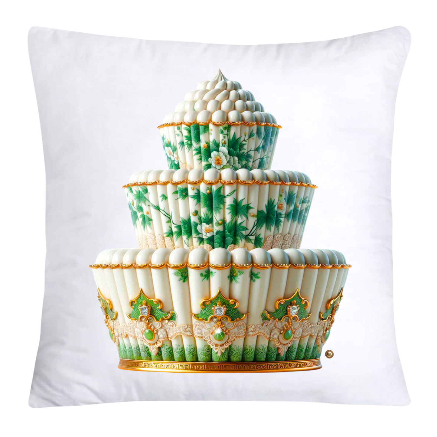 Classic Green Willow Cupcake Pillow Covers 18x18-3172