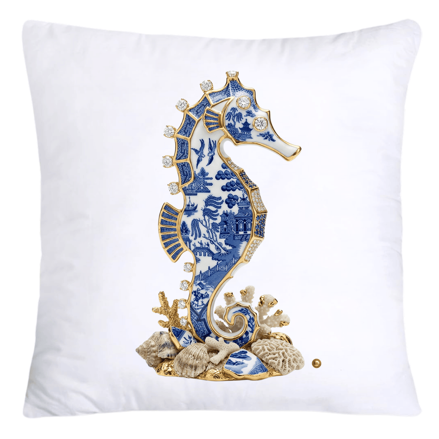 Blue Willow Gorgeous Seahorse Pillow Covers-5573