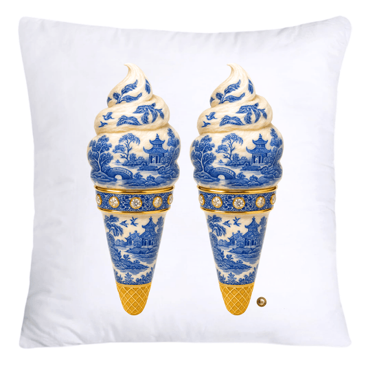 Blue Willow Chinoiserie Ice Cream Throw Pillow Covers-5951