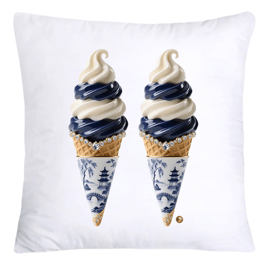 Blue Willow Chinoiserie Ice Cream Throw Pillow Covers-5938