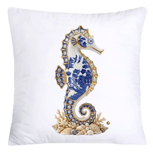 Blue Willow Gorgeous Seahorse Pillow Covers-5574