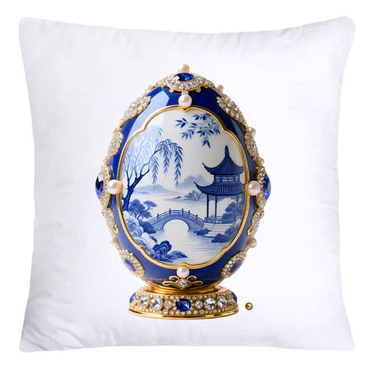 18x18 Blue Willow Chinoiserie Egg Pillow Covers-4457