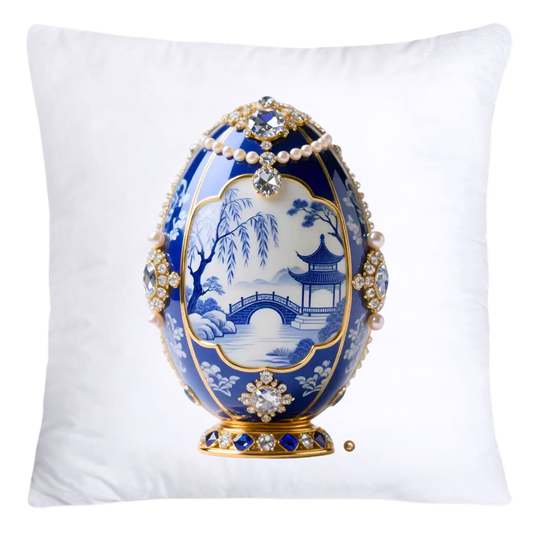 18x18 Blue Willow Chinoiserie Egg Pillow Covers-4454