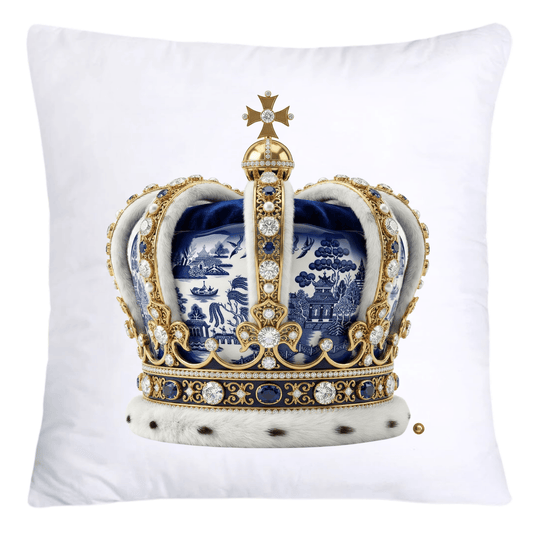 Blue Willow Royal King/Queen Crown Pillow Covers-4372