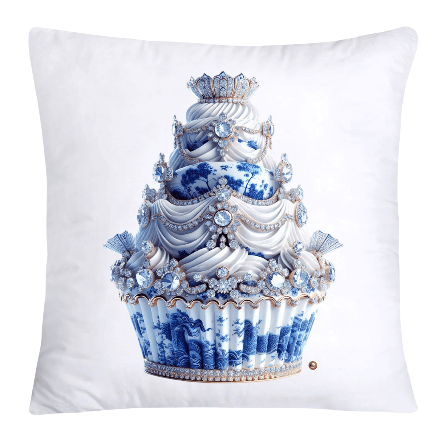 Blue Willow Chinoiserie Cupcake Throw Pillow Covers 18X18-3522