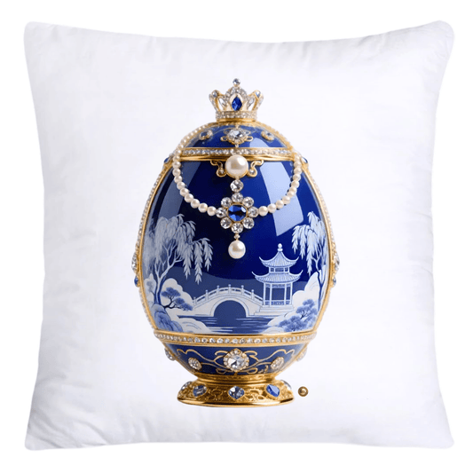 18x18 Blue Willow Chinoiserie Egg Pillow Covers-4456