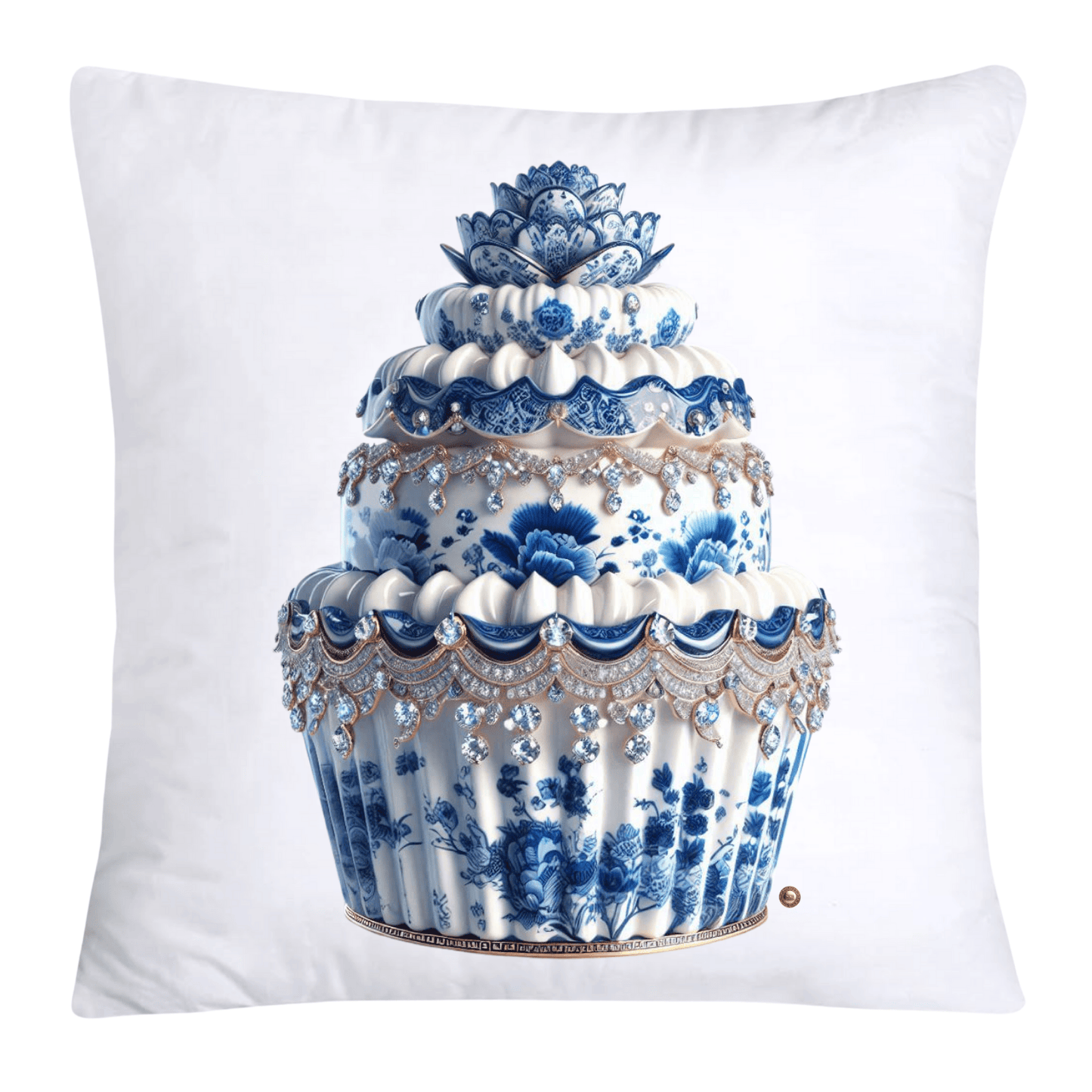 Blue Willow Chinoiserie Cupcake Throw Pillow Covers 18X18-3515