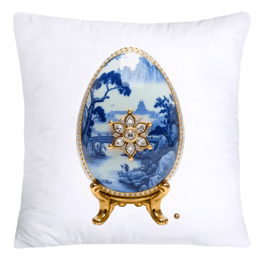 18x18 Blue Willow Chinoiserie Egg Pillow Covers-4451