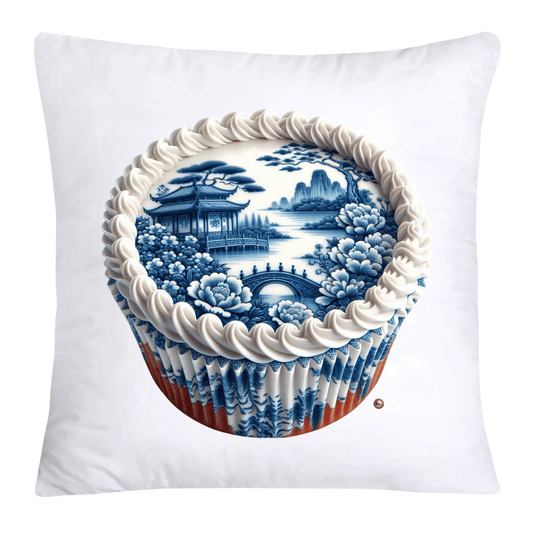 Blue Willow Chinoiserie Cupcake Throw Pillow Covers 18X18-3568