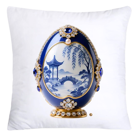 18x18 Blue Willow Chinoiserie Egg Pillow Covers-4453