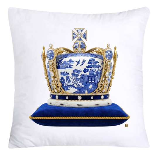 Blue Willow Royal King/Queen Crown Pillow Covers-4366
