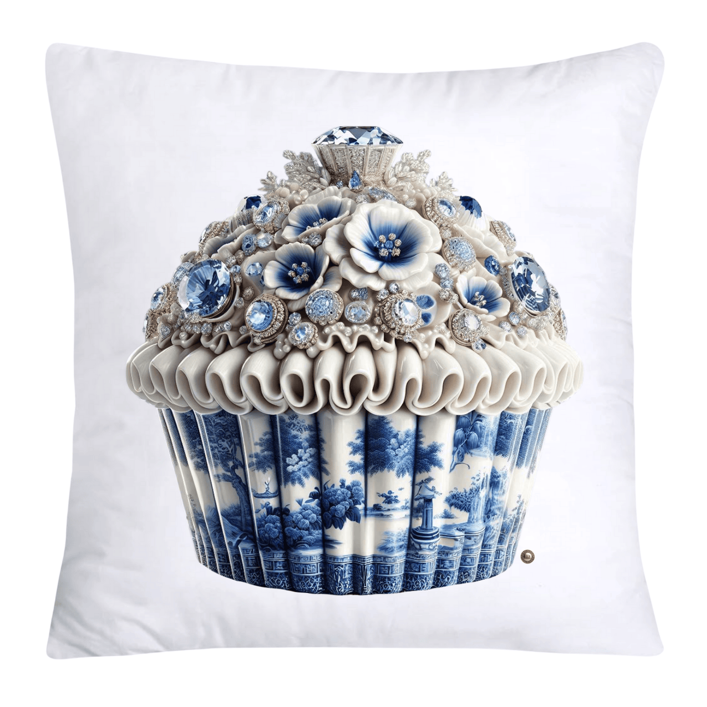 Blue Willow Chinoiserie Cupcake Throw Pillow Covers 18X18-3525