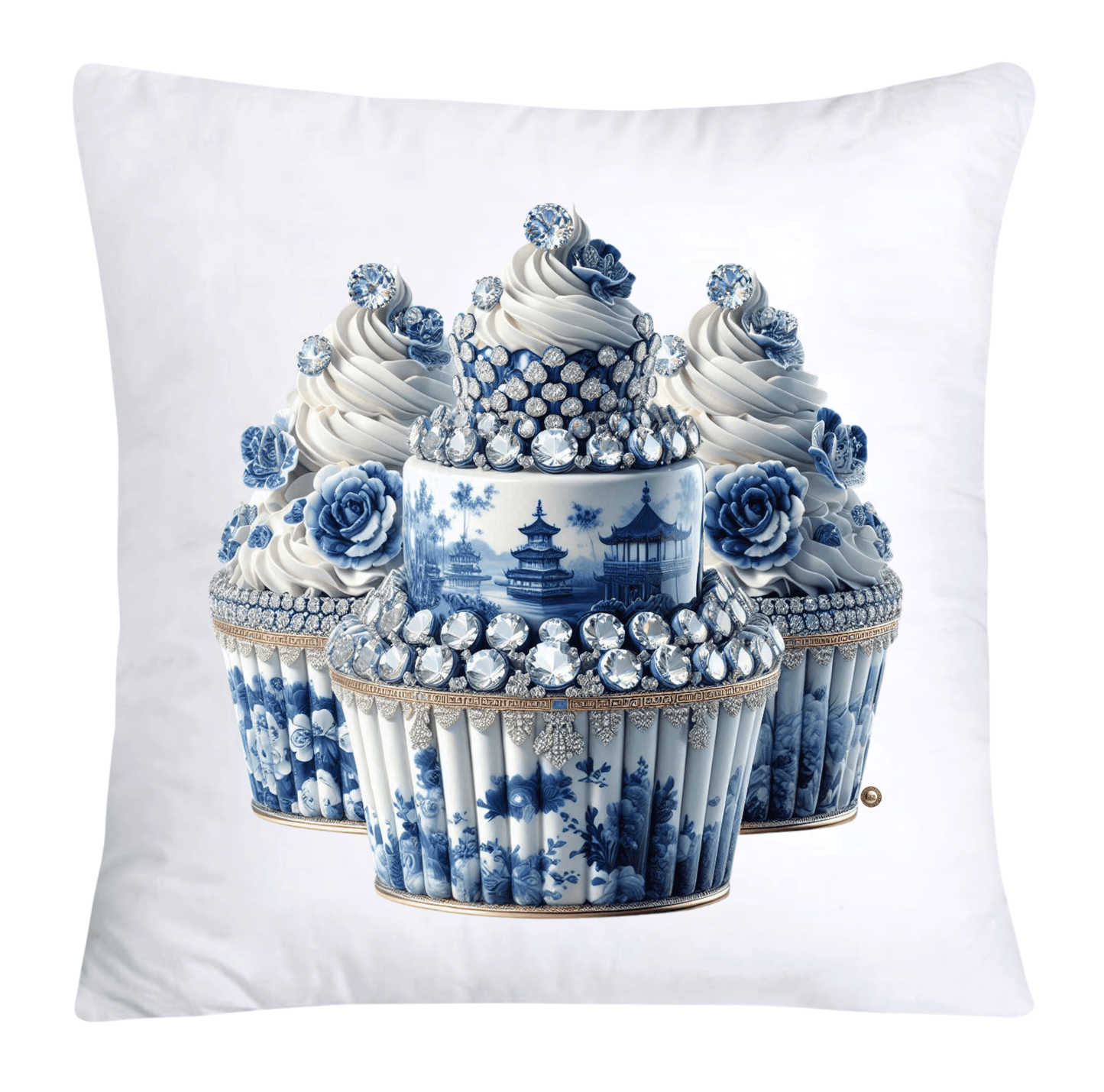 Blue Willow 18x18 Chinoiserie Cupcake Throw Pillow Covers-4933