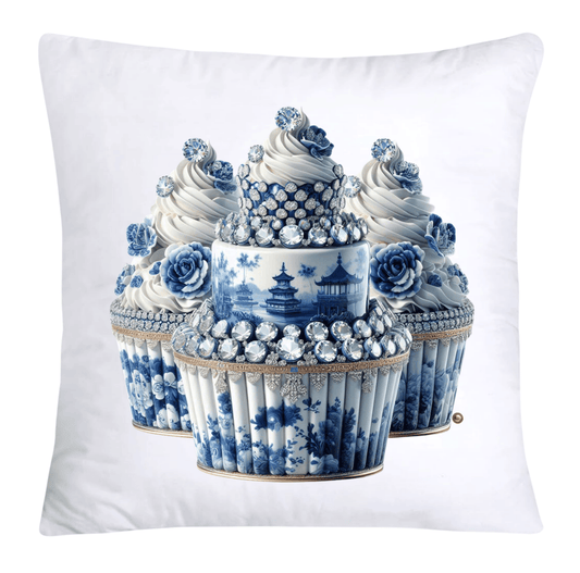 Blue Willow 18x18 Chinoiserie Cupcake Throw Pillow Covers-4933