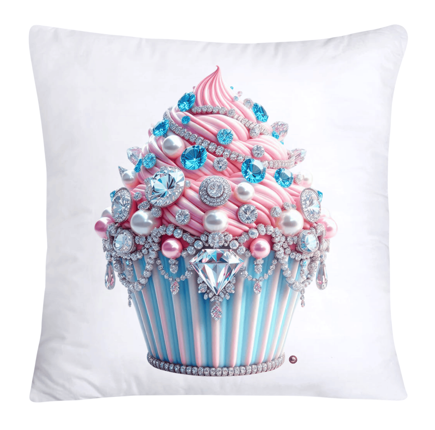 Cotton Candy Pink and Blue Cupcake Pillow Covers-3296