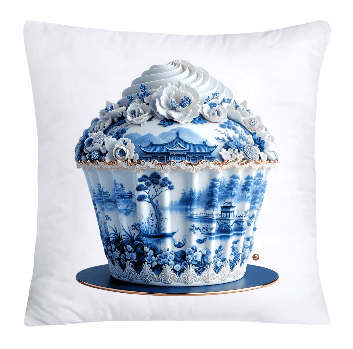 Blue Willow 18x18 Chinoiserie Cupcake Throw Pillow Covers-4957