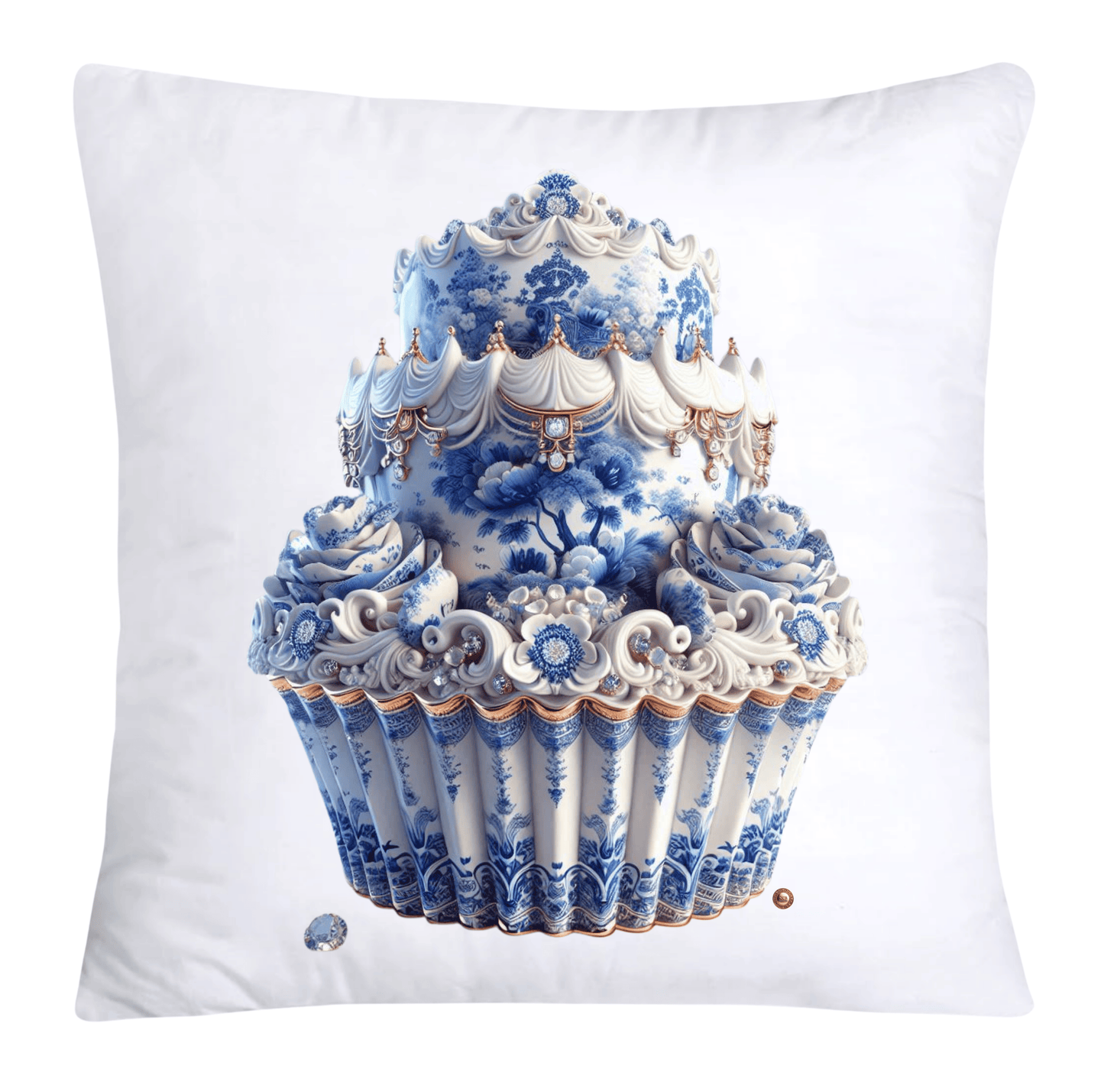 Blue Willow 18x18 Chinoiserie Cupcake Throw Pillow Covers-3865
