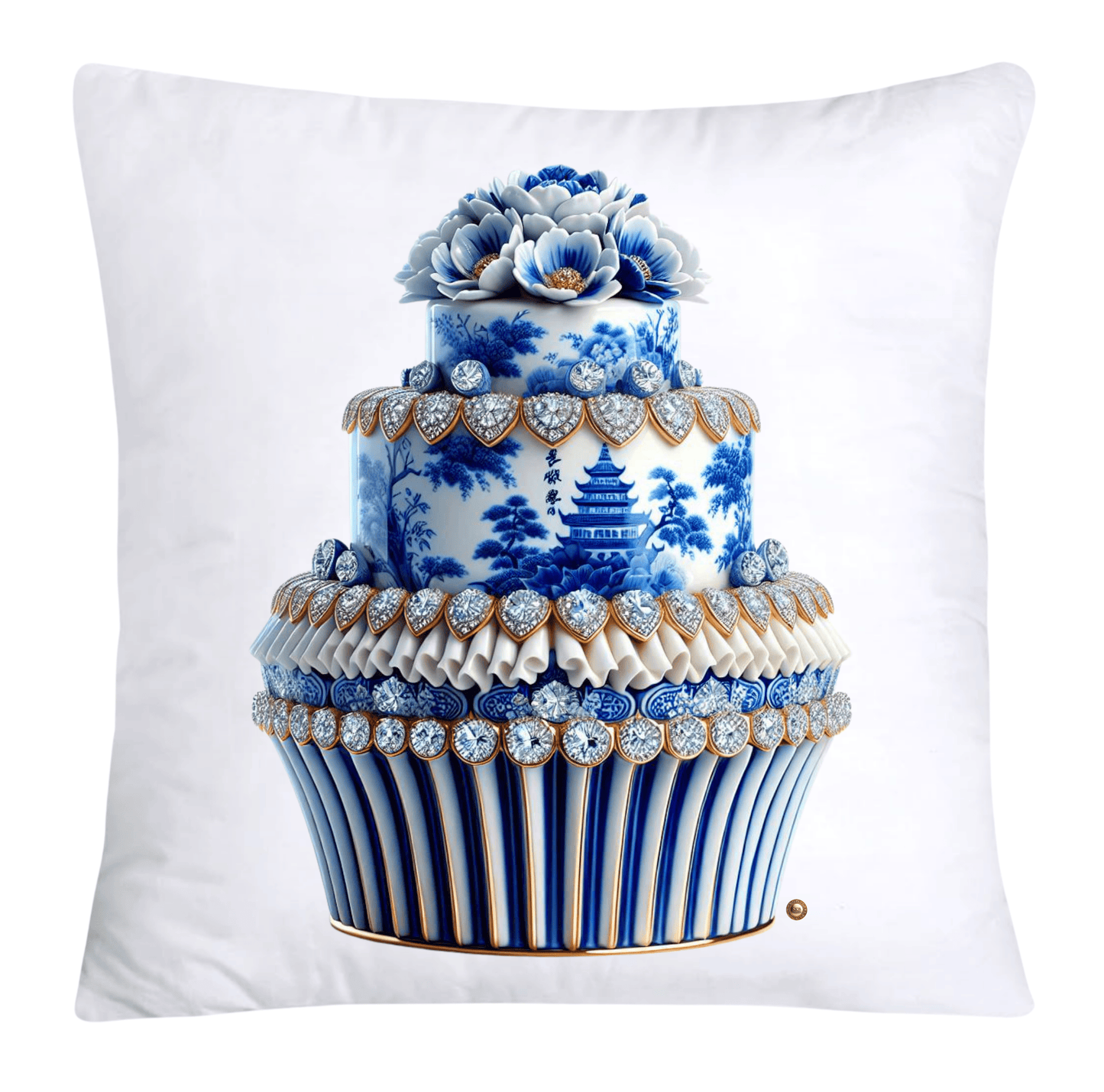 Blue Willow 18x18 Chinoiserie Cupcake Throw Pillow Covers-4950