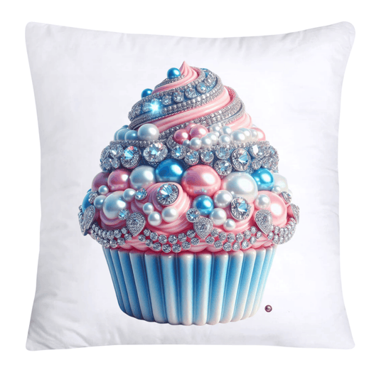 Cotton Candy Pink and Blue Cupcake Pillow Covers-3291