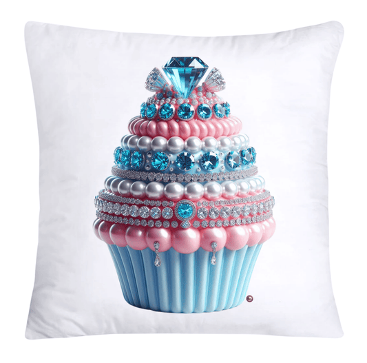Cotton Candy Pink and Blue Cupcake Pillow Covers-3305