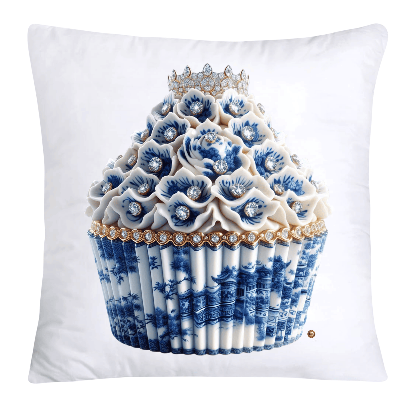 Blue Willow 18x18 Chinoiserie Cupcake Throw Pillow Covers-3828