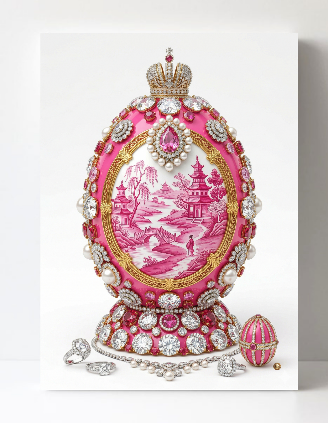 Pink Willow Inspired Faberge Egg Wall Art 8.5x11.5-4420