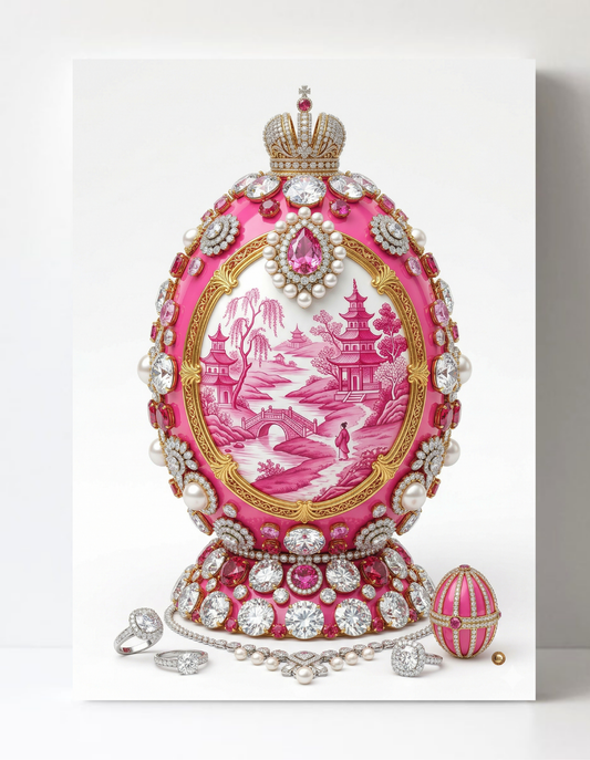 Pink Willow Inspired Faberge Egg Wall Art 8.5x11.5-4420
