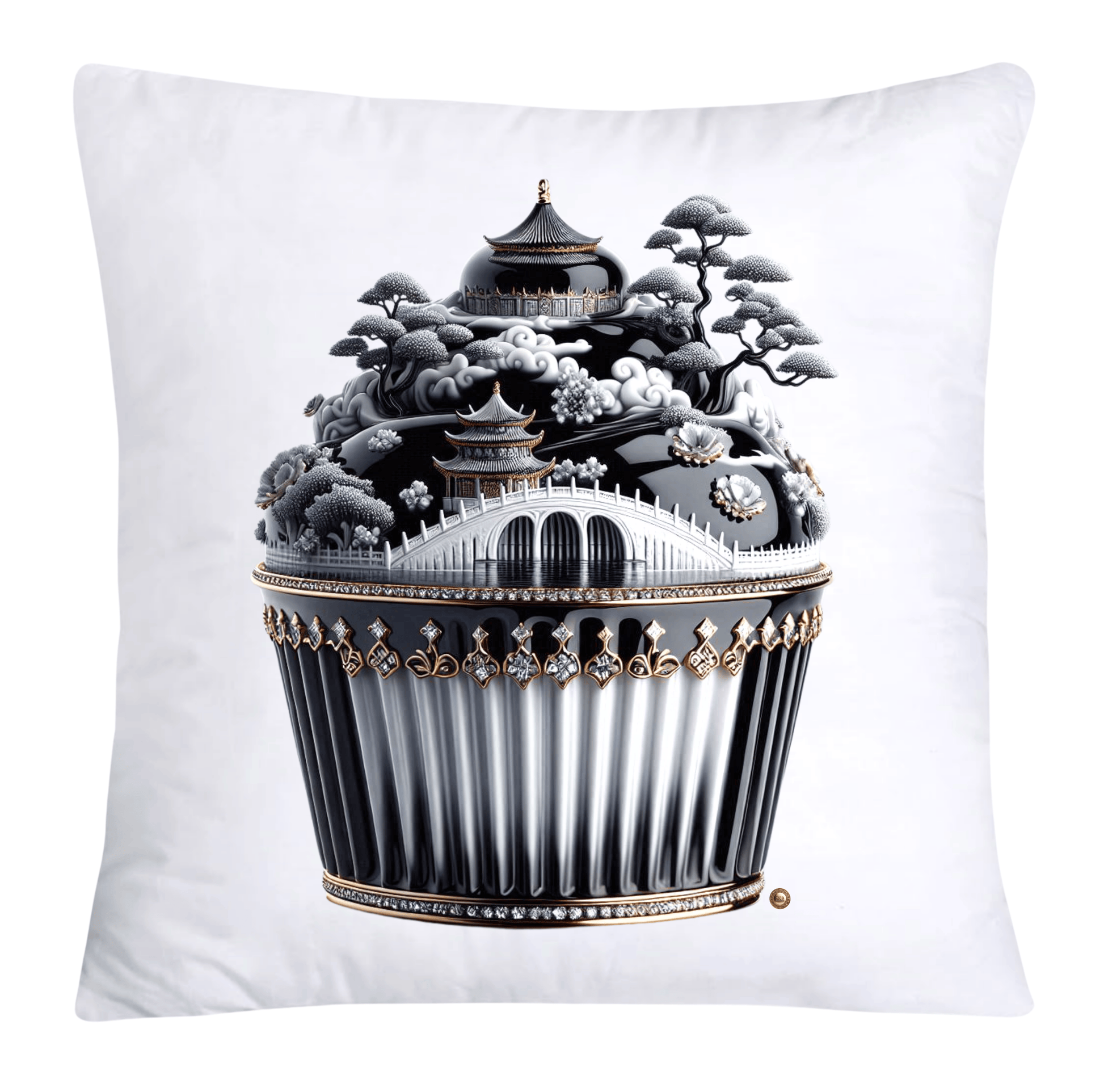 18x18 Black Willow Chinoiserie Cupcake Throw Pillow Covers-5385
